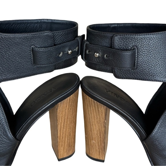 Vince “Addie” Black Leather Open Toe Booties Size 9 - Picture 8 of 14